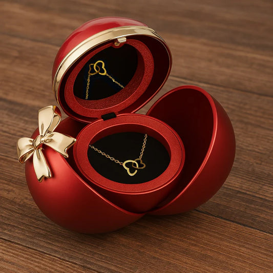 Eternal Rose Gift Box – Engraved Double Heart Necklace